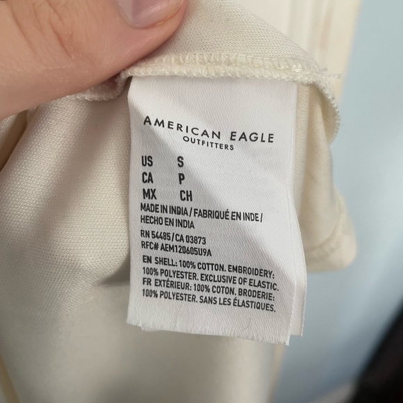 American Eagle white cotton embroidered floral summer maxi dress tie straps - Picture 5 of 7